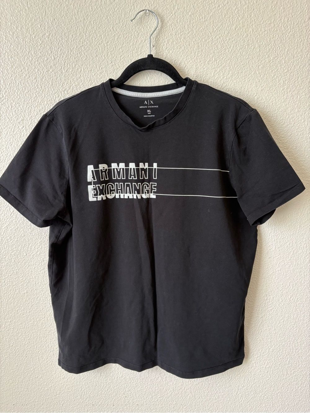 Armani Exchange Black Short-Sleeve Logo Tee Size XL